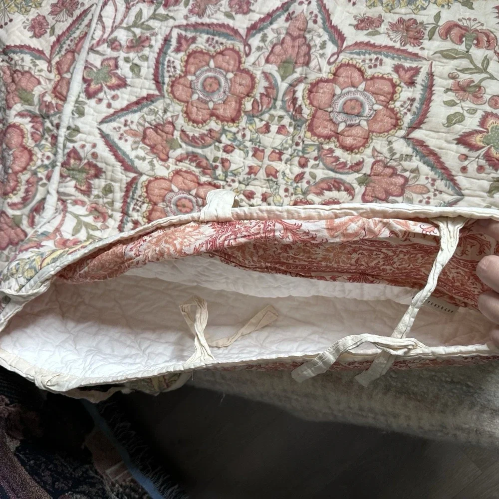 2 Pottery‎ Barn Floral Euro Shams Reversible Organic Cotton 26 x 26